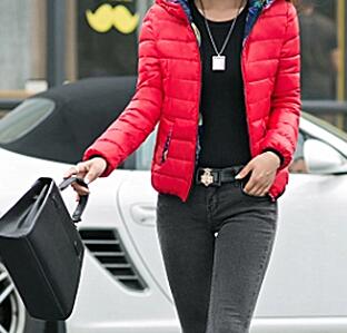 女款時尚輕薄兩面穿羽絨服